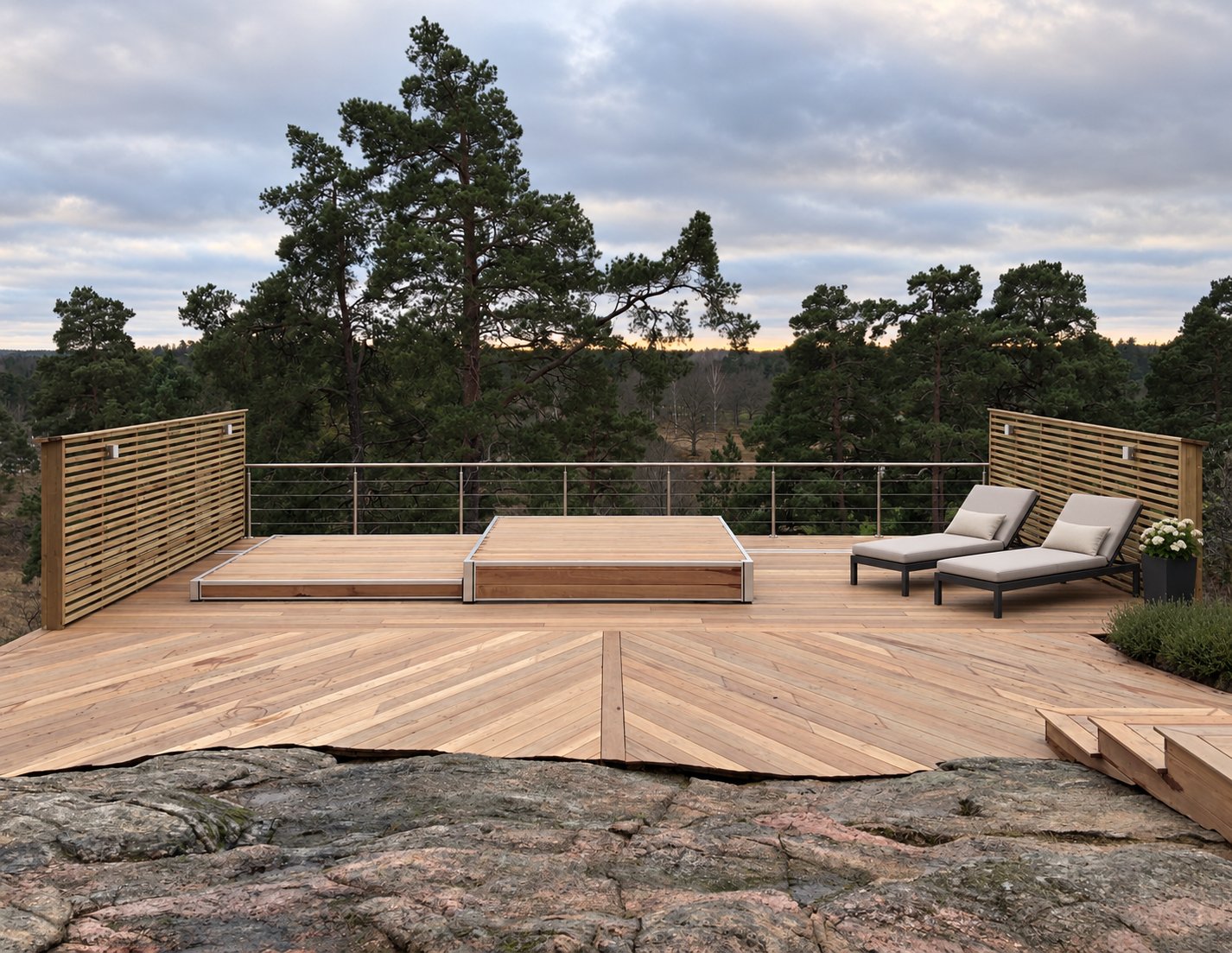 Altan i ädelträ med pool, Strömma, Värmdö